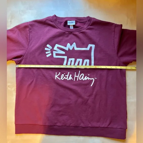 Keith Haring Burgundy Dog Art Sweatshirt - Picture 4 of 5